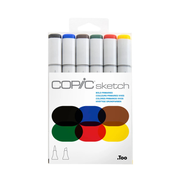 Sketch Marker 6-Color Set - Bold Primaries