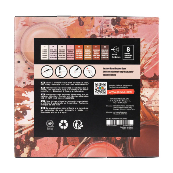 8-Color Paint Marker Set - PC-5M Portrait Colours