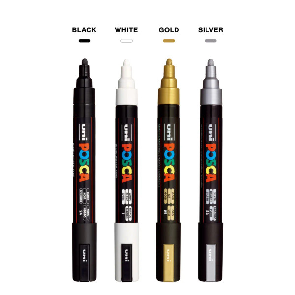 4-Color Paint Marker Set - PC-5M Mixed Metallic