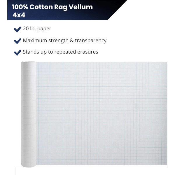 18" Vellum Rolls - 4x4 Grid