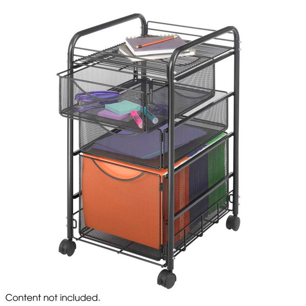 Onyx Mesh File Cart with 1 File Drawer and 2 Small Drawers
