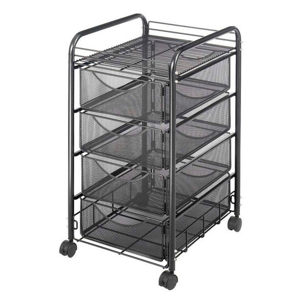 Onyx Mesh File Cart with 4 Drawers