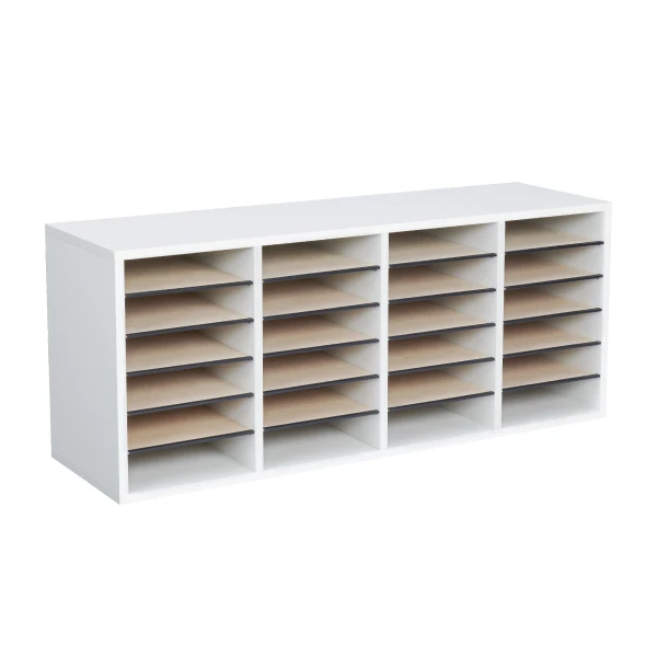 24 Comp. Wood Adjustable-Compartment Literature Organizer