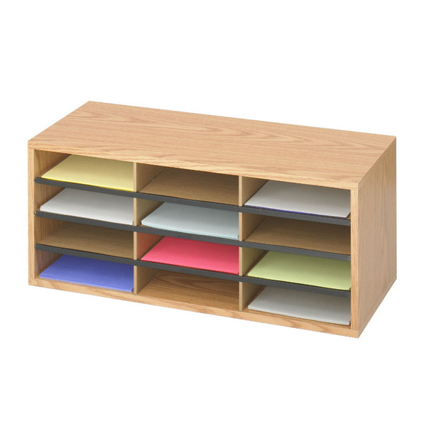 12 Comp. Wood-Corrugated Literature Organizer