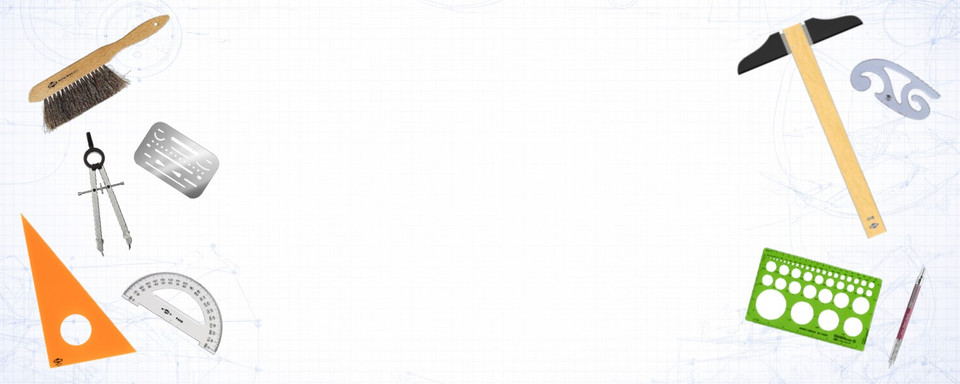 Drafting tools arranged over a blueprint background