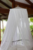 Cotton round mosquito net showing 65cm fibreglass hoop ceiling