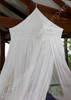 Cotton temple mosquito net showing pleated fabric ceiling detail