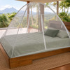 Freestanding mosquito net on a bed with no ceiling hooks needed