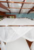 Cotton box mosquito net on bamboo frame King bed