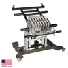 Multi-position panel assembly table with control panel.