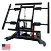 Red, White & Blue Multi-position panel assembly table with side extensions.