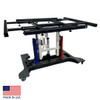 Red, White & Blue Multi-position panel assembly table tilted to 0°