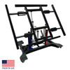 Red, White & Blue Multi-position panel assembly table with side extensions.