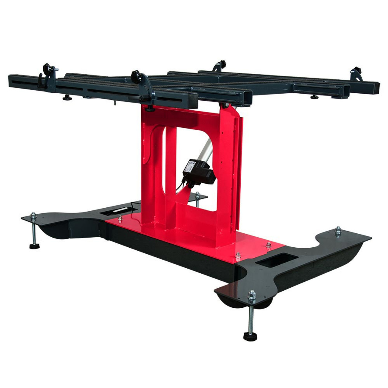 Multi-position panel assembly table with electric tilting in flat position.