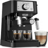 De'Longhi Stilosa Manual Espresso Machine, Latte & Cappuccino Maker, 15 Bar Pump Pressure + Milk Frother Steam Wand, Black / Stainless, EC260BK, 13.5 x 8.07 x 11.22 inches