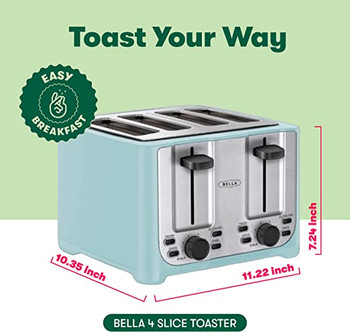 BELLA 4 Slice toaster, Stainless Steel and Aqua #2