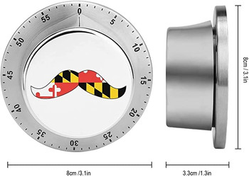 Maryland Flag Mustache Timer 60 Minute Wind Up Clock Loud Alarm #1