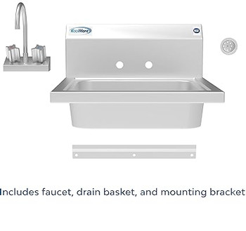 KoolMore Stainless Steel Commercial Hand Sink with Goosneck Faucet 17" x 15" - Wall Mount Hand Wash Sink #4