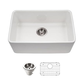 Houzer Platus Fireclay Series Farmhouse Undermount 24 Inch Single Bowl Kitchen Sink PTU-2400 WH #4