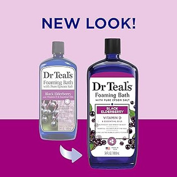 Dr Teal's Foaming Bath with Pure Epsom Salt, Black Elderberry with Vitamin D, 34 fl oz (Pack of 4) #3