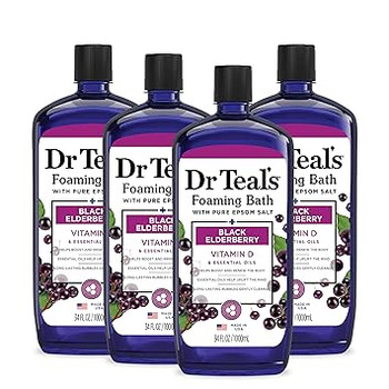 Dr Teal's Foaming Bath with Pure Epsom Salt, Black Elderberry with Vitamin D, 34 fl oz (Pack of 4) #6