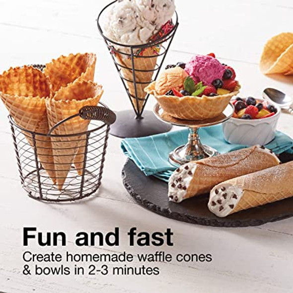 Proctor Silex Waffle Cone and Ice Cream Bowl Maker with Browning Control
