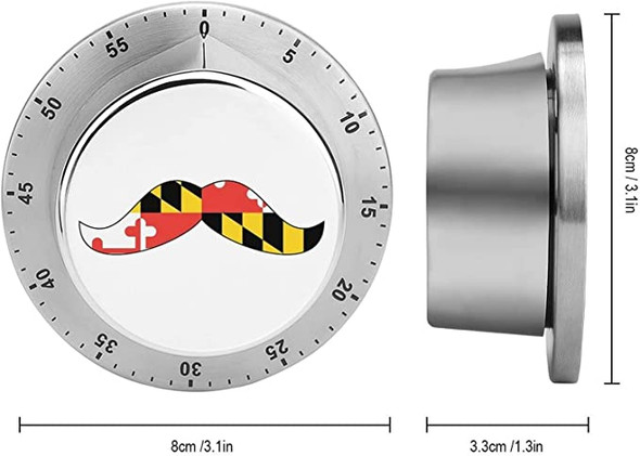 Maryland Flag Mustache Timer 60 Minute Wind Up Clock Loud Alarm