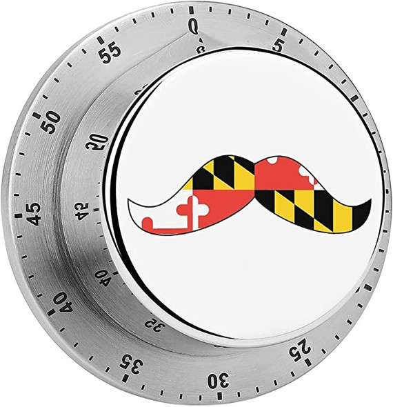 Maryland Flag Mustache Timer 60 Minute Wind Up Clock Loud Alarm