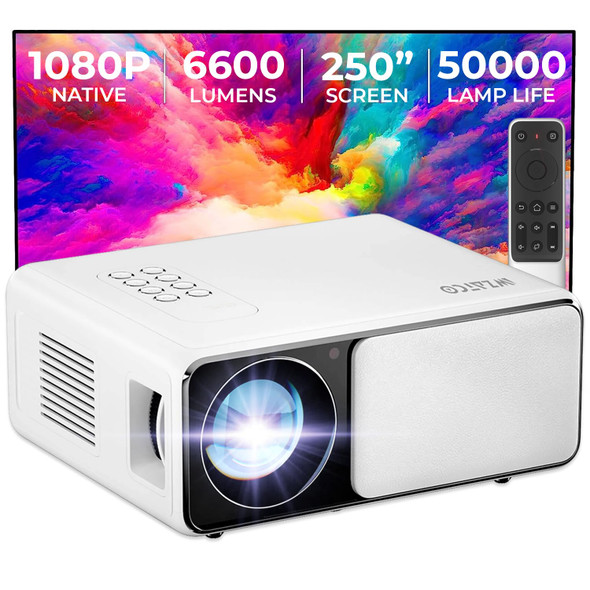 WZATCO Yuva Plus (Upgraded) Native 1080P Full HD 4K Support LED Projector for Home (Brightest 660 ANSI, Largest 4.5” LCD) – 1st in segment