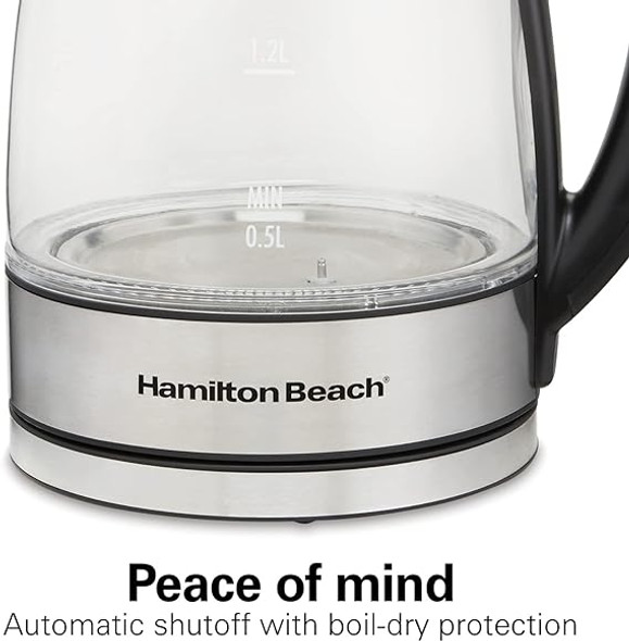 Hamilton Beach Temperature Control Glass Electric Hot Water Kettle & Boiler with Removable Tea Infuser