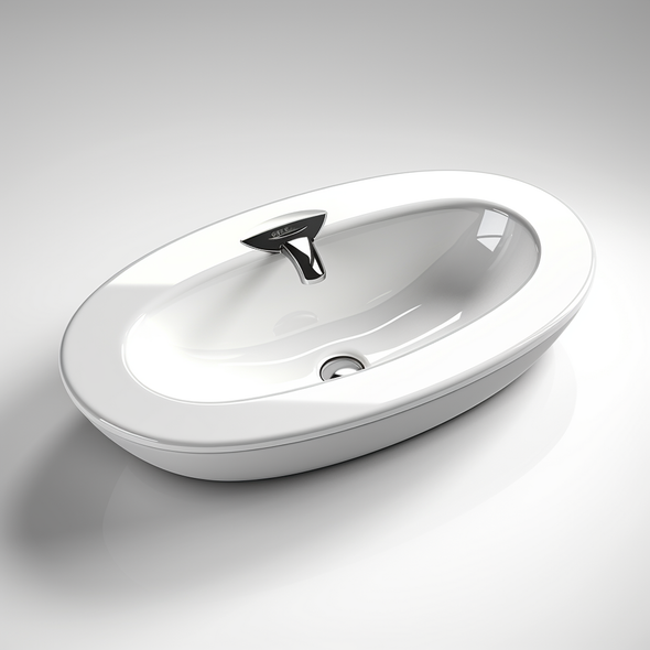 HOUZER CH-1800-1 Opus Undermount Oval Bowl Bathroom Sink, Without Overflow