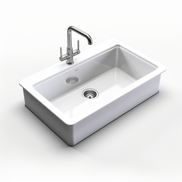 Houzer Platus Fireclay Series Farmhouse Undermount 24 Inch Single Bowl Kitchen Sink PTU-2400 WH