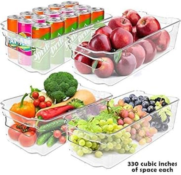 Greenco Fridge Bins, Set of 8 | Stackable Clear Refrigerator Organizer