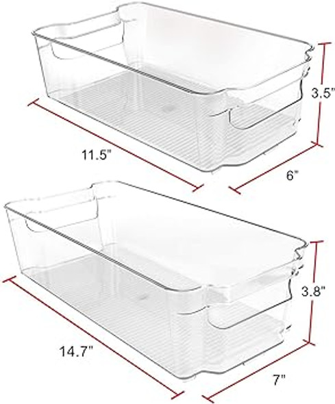 Greenco Fridge Bins, Set of 8 | Stackable Clear Refrigerator Organizer