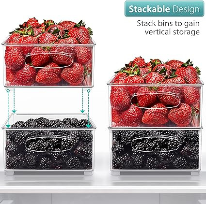 Sorbus Stackable Refrigerator Organizer Bins - Clear Storage Bins for Kitchen Pantry
