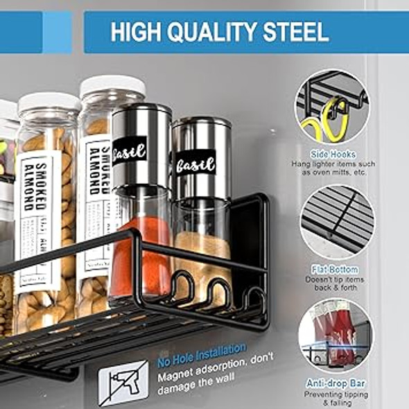 Goovilla Magnetic Spice Rack for Refrigerator Organizer with 20 Hooks