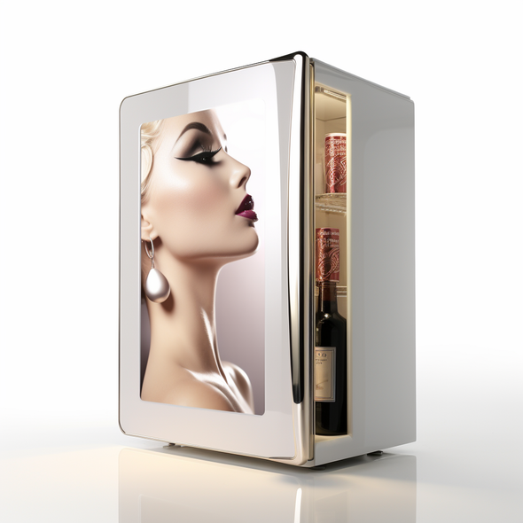 Paris Hilton Mini Refrigerator and Personal Beauty Fridge, Mirrored Door with Dimmable LED Light