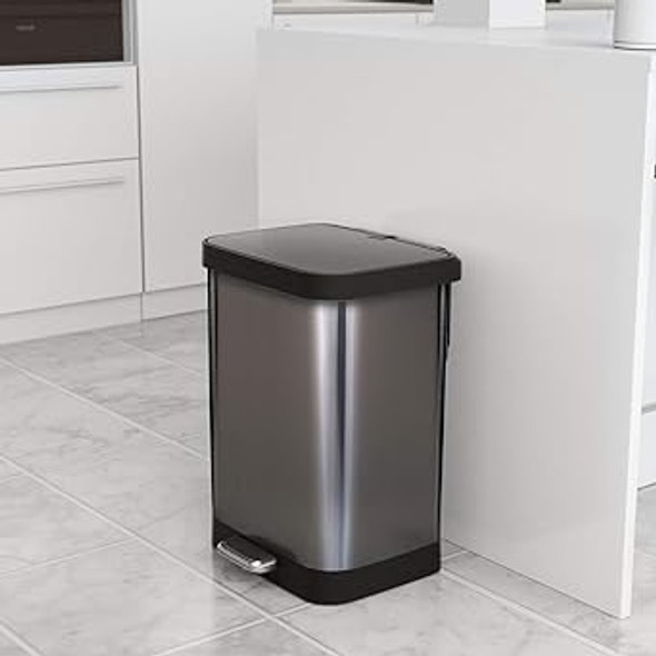 Glad Stainless Steel Step Trash Can with Odor Protection