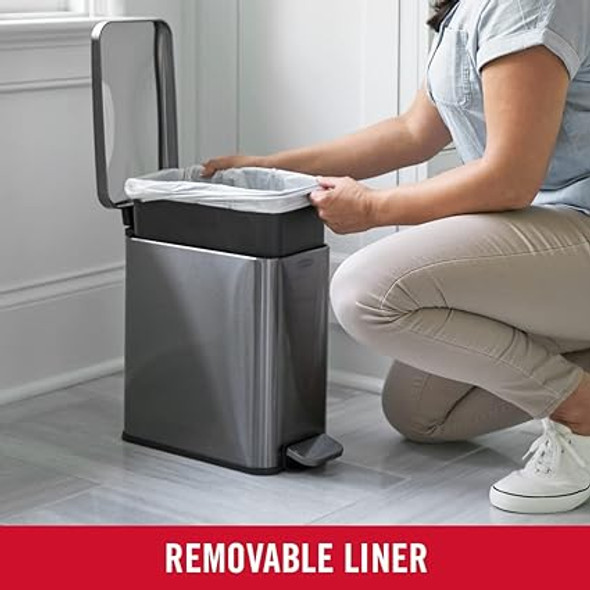 Rubbermaid Stainless Steel Slim Step-On Trash Can, 2.6-Gallon