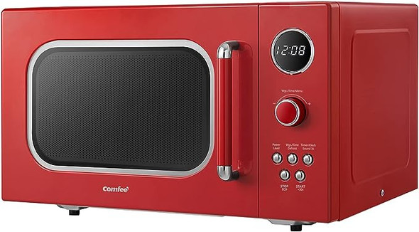 COMFEE' CM-M093ARD Retro Microwave with 9 Preset Programs, Fast Multi-stage Cooking