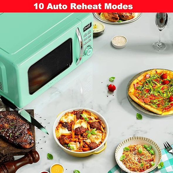 Galanz GLCMKZ07GNR07 Retro Countertop Microwave Oven with Auto Cook & Reheat