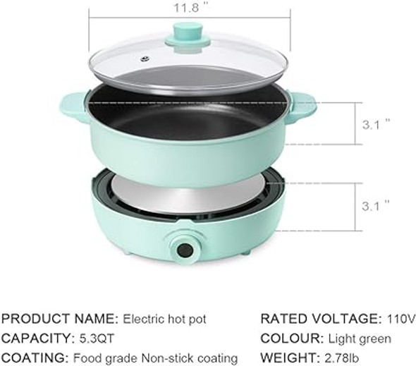 Hot Pot Electric with Induction Cooker Non-Stick Electric Skillet,Electric Pot for Cooking Burner