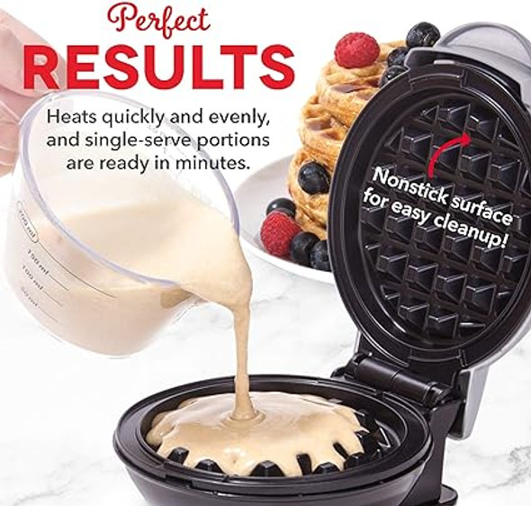 DASH DMW001SL Mini Maker for Individual Waffles, Hash Browns, Keto Chaffles with Easy to Clean, Non-Stick Surfaces