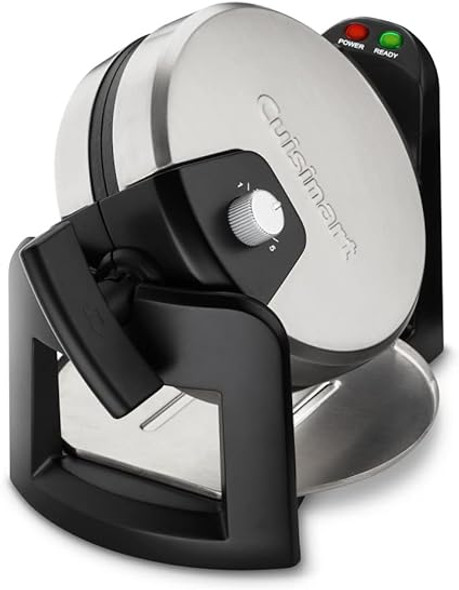 Cuisinart WAF-F30 Round Flip Belgian Waffle Maker, Black/Silver, 1 inch thick