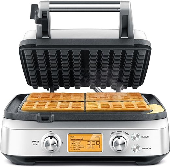 Breville BWM640XL Smart 4-Slice Waffle Maker, Silver