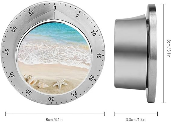 Ocean Beach Blue Sky Seafish Kitchen Digital Timer Stainless Steel Mechanical Rotating Alarm Countdown Countup Timers