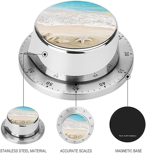 Ocean Beach Blue Sky Seafish Kitchen Digital Timer Stainless Steel Mechanical Rotating Alarm Countdown Countup Timers