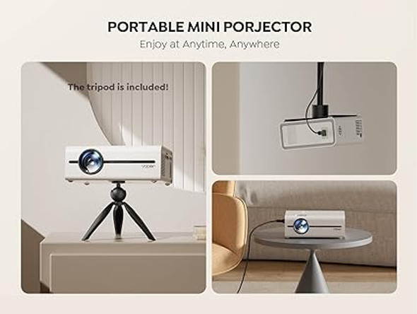 Mini Projector with WiFi and Bluetooth 5.1, 9500L Portable Movie Projector 1080P and 4K