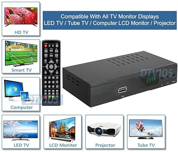 Digital ATSC TV Converter Box for Over-The-Air Antenna TV Channels with Timer Recording Time Shifting