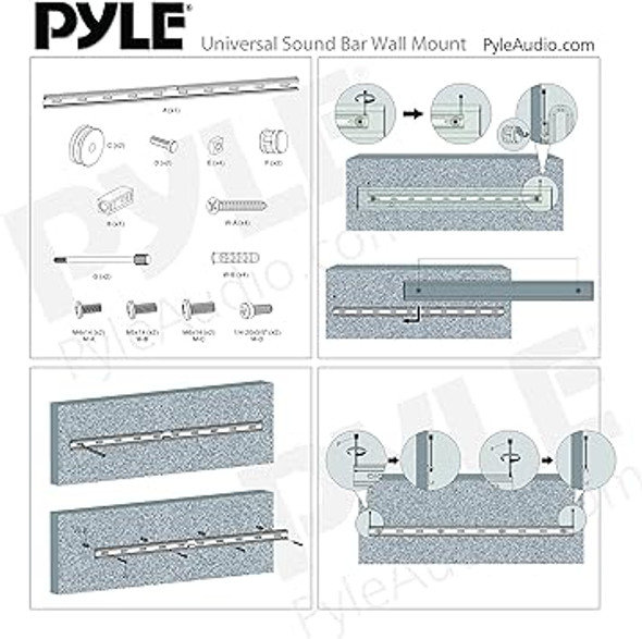 Pyle Universal Wall Mount Soundbar Stand - Heavy Duty Steel Metal Home Studio Audio Speaker Racks For Sonos